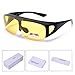 DBWEAR Night Vision Glasses Polarized Fit Over Prescription Flip Up Lens Driving Night Glasses for Men Women, Yellow, Large