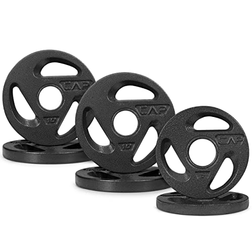 WF Athletic Supply Olympic Grip Plate, 2-inch Diameter Collar Opening for Compatibility on any Olympic Barbell, Available in 2.5, 5, 10, 25 & 45lb