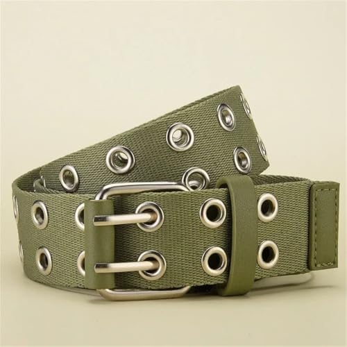Men's Canvas Belt Double Row Buckle Casual WOMEN's Outdoor Sports Belt With Cargo Pants Cowgirl 5