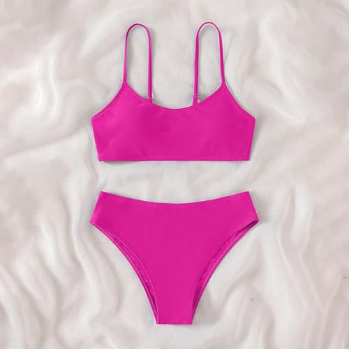 Moonker Girl Cow Swimsuit Girls 2 Piece Solid Bikini Set Spaghetti Beach Bralette Swimsuit High Waist Girls3