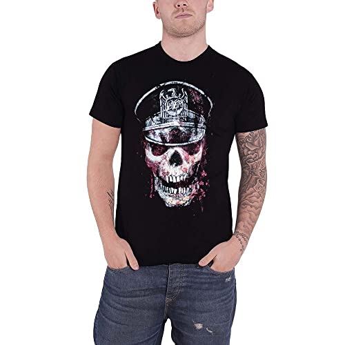 Slayer Men's Skull Hat Regular Fit Round Collar Short Sleeve T-Shirt, Black, Small