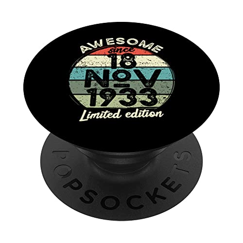 Camiseta de cumpleaños de 90 años, 18 de noviembre de 1933, 90 cumpleaños PopSockets PopGrip Intercambiable