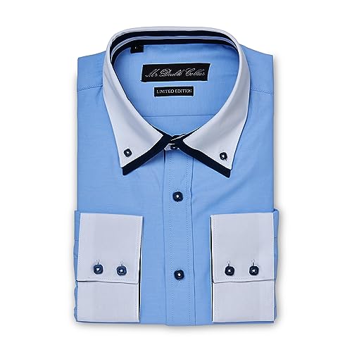MrDoubleCollar Chemise à col double pour homme Design italien Plusieurs couleurs disponibles, bleu, XXL