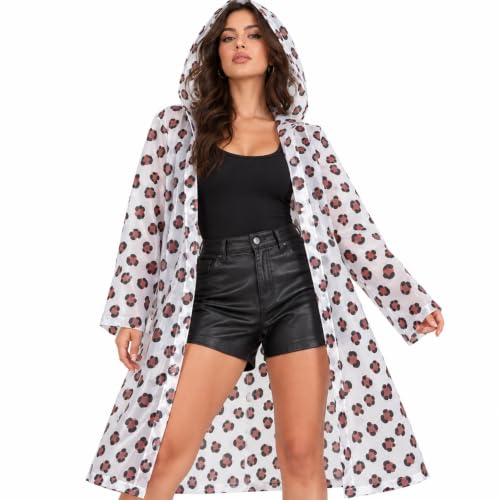 Poncho Pluie Femme Imperméable Léopard, Cape de Pluie Légère avec Capuche | Poncho Pluie Femme Respirant EVA, Taille Unique Unisexe, Vêtements Protection Imperméables Festival, Randonnée, Vélo Voyage