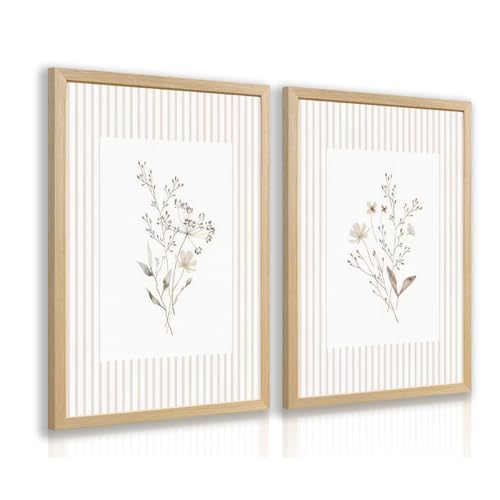 Msziryn Neutral Wildflower Farmhouse Art Set