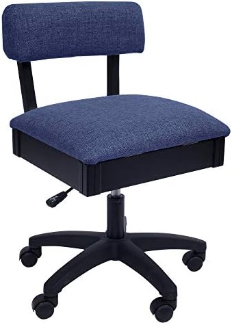 Arrow H8130 Adjustable Height Hydraulic Sewing and Craft Chair with Under Seat Storage and Solid Fabric, Duchess Blue Fabric
