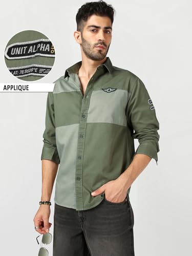Image of Bewakoof Men's Applique Regular Fit Full Sleeve Pure Cotton Collar Shirt