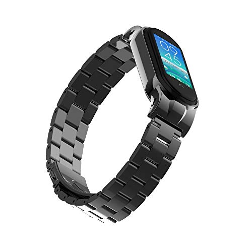Pulseira de substituição compatível com Xiaomi Mi Band 5, pulseira de metal de aço inoxidável com fi