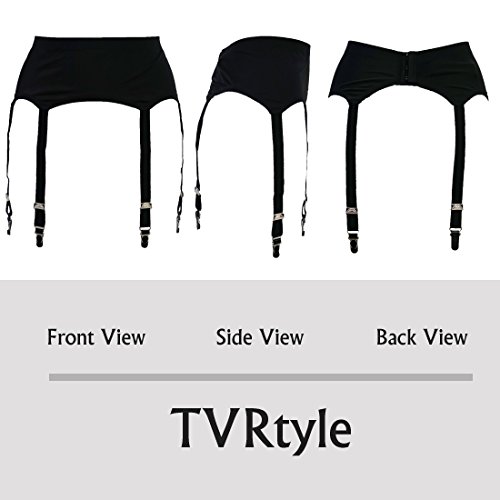 Tvrtyle Black Plus Size Metal Buckles 6 Wide Straps Sexy Women Seamless Garter Belt For Stockings S504R (Black, 2Xl) #TOP5
