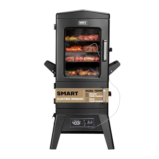 Digital Electric Smoker with Cover, LED Display Build in Meat Probe Large Capacity BBQ Smokers, Accurate Temperature Control Adjustment