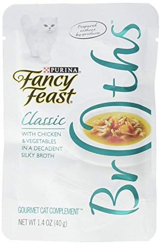 Purina Fancy Feast Broth For Cats, Classic, With Chicken & Vegetables, 1.4-Ounce Pouch, Pack Of 32