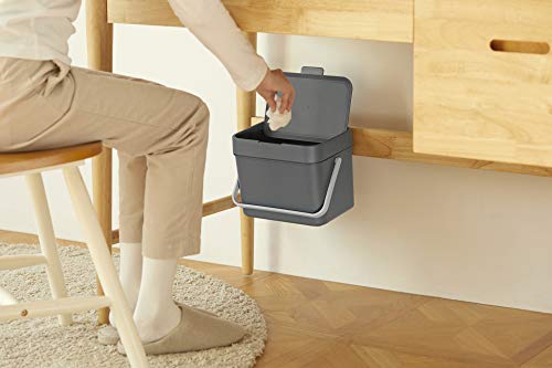 Image of Litem Food Waste Basket Bin - a Wall Hanging Type Bucket with Hook and Bracket to Hang Against Wall or Kitchen countertop for Your conveniences 1.05 Gallons (4L) (Ivory) | Wall Hanging Type Bucket, With Hook and Bracket, Hang Against Wall or Kitchen Countertop