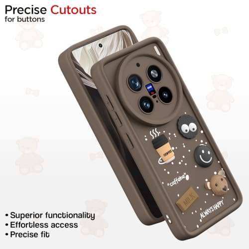 Image of Pikkme Back Cover for Vivo X200 Pro 5G | 3D Bear Silicone Cute & Fun Coffee Cartoon | Full Body Protection Bumper Case (Brown)