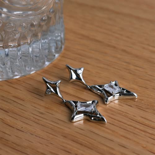 JeanBeau Gold Star Drop Dangle Earrings for Women - Trendy Sparkly Cubic Zirconia Unique Hypoallergenic Fashion Jewelry Gift4