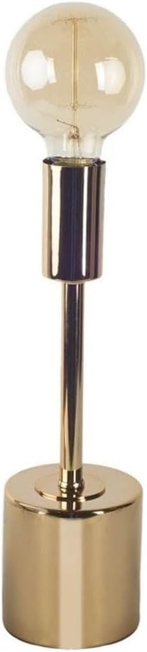 Pemberly Row Metallic Gold Shade-Less Table Lamp, 17.5" H, Cylindrical Metal Base, Contemporary Minimalist Design, E26 Bulb Socket, Modern Lighting for Living Room or Bedroom