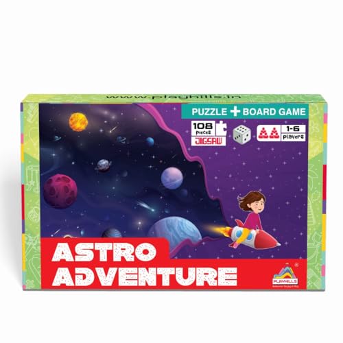 Image of 2-in-1 Solar System Puzzle and Board Game for Kids | 108 Pcs Educational Jigsaw with Astro Adventure Play | Fun Learning Gift for Boys and Girls Age 6+ | Space Theme Toy Made in India