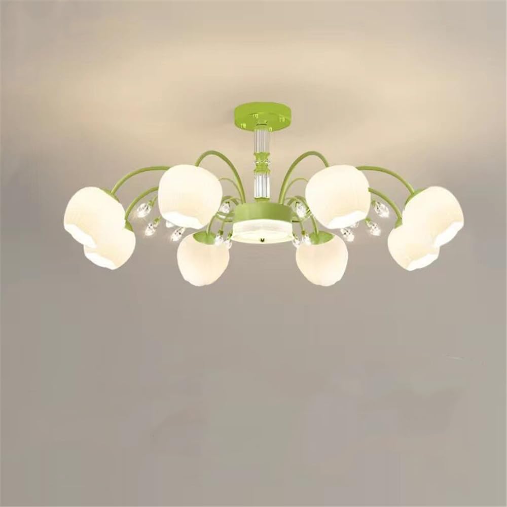 Lustre à fleurs vert B 8 lumières LED salon et chambre