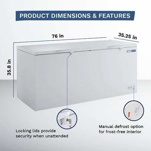 Kratos Commercial Chest Freezer, 30 Cu Ft Capacity, Solid Top, White, Large Storage on Fridge.com