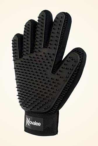 Novalee Haustier Bürsten Handschuh (schwarz) für Hund, Katze & Pferd Fellpflege-Handschuhe Massage und Tierhaar-Entfernung