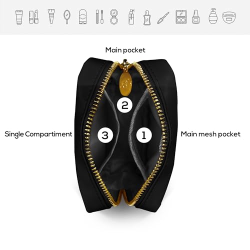 KISS&LOVE Cosmetic Bag - Makeup Bag, Small Toiletry Bags For Women, Mini Makeup Bag For Purse, Small Makeup Pouch, Pouches For Purse,Zipper Pouch, Mini Travel Makeup Bag, Cute Pouch Makeup Bag (Black)4