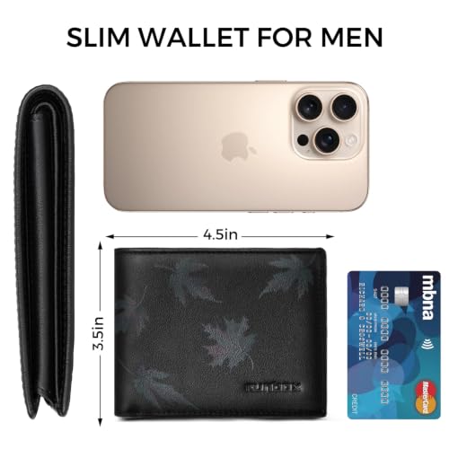 Image of RUNBOX Wallet for Men Leather RFID Blocking Bifold Front Pocket Wallet