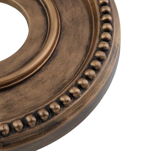 Image of PU Ceiling Medallions 2Pcs, 12.4 Inches x 3.86 Inches, Bronze Tone | Whole Cover Type, Fits 3.86 Inches Canopy, European Vintage Carving Style, Synthetic Foam Construction for Easy Installation