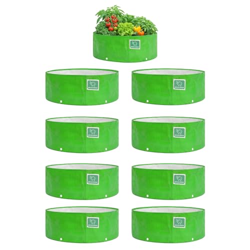 Image of GREENSHEEP HDPE Grow Bag Heavy Duty 260 GSM Round Plants Flower Growing Bags Floor Standing Mount Type for Home Garden Balcony Terrace Kitchen Nursery (Green, 18x6 inch, Pack of 9)
