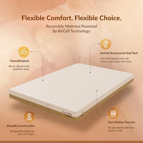 Image of SleepyHug AirCell Dual Ortho PRO 5 Inch Memory Mattress | Reversible Firm & Soft Sides| 12-Year Warranty |Advanced 5-Zone Pressure Relief | 3-Layer| King Bed Size (LxWxH -78x72x5 Inch)
