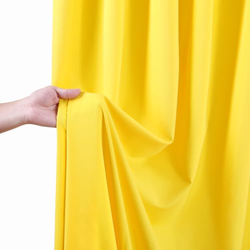 Image of Yellow Backdrop Curtains Drapes 6 Panels 5ft x 10ft Polyester Birthday Backdrop for Photo Party Stage Window Decorations
