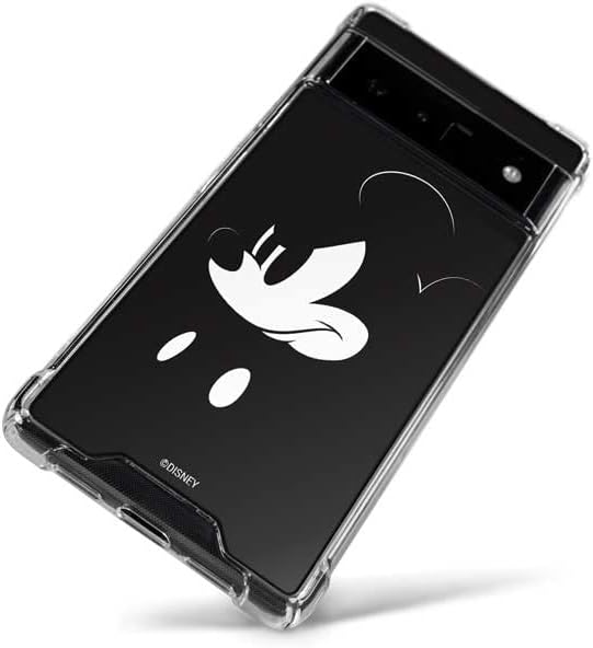 Skinit Clear Phone Case Compatible with Google Pixel 6 - Officially Licensed Disney Mickey Mouse Black and White Design
