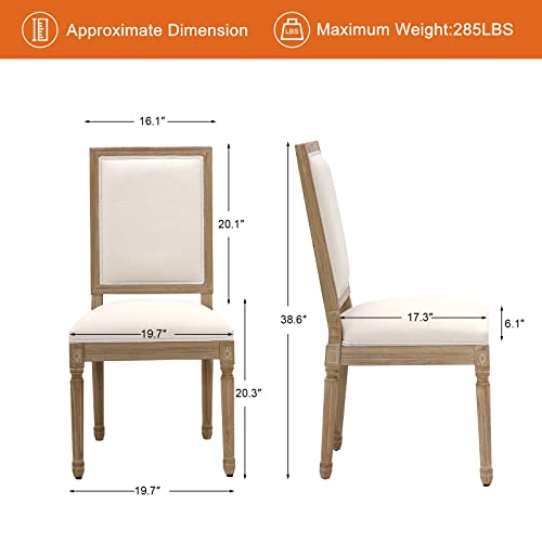 Furniliving French Country Dining Chairs Set Of 2, Upholstered Dining Room Chairs With Back Farmhouse Kitchen Chairs For Living Room, Kitchen, Restaurant (Beige-Square) #TOP2