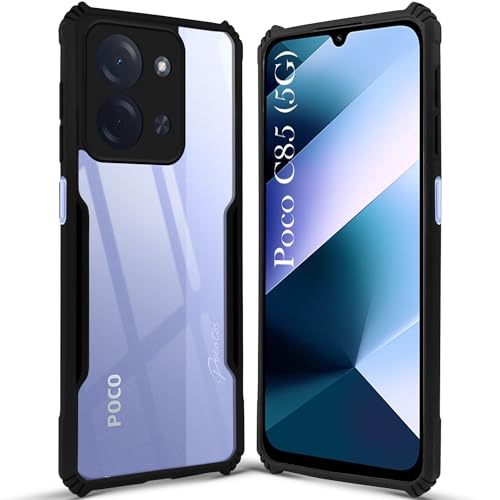 Image of Jkobi Hybrid Back Cover Case for Poco C85 5G (Shockproof with Polycarbonate Clear Panel | Professional Black)