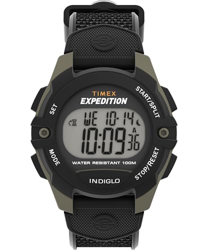 Timex Expedition 41mm black strap green case digital dial