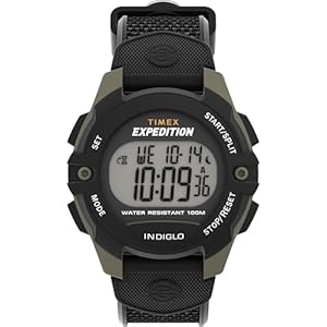 Timex Reloj Expedition 1.614 in para hombre – Correa negra esfera digital caja verde, Negro -, Moderno