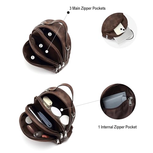 Image of CLUCI Small Backpack Purse for Women Mini Cute Backpack Leather Convertible Fashion Travel Girls Shoulder Bag, Two-tone Coffee