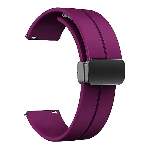 Image of ACM Watch Strap Silicone Belt Magnetic Clasp 20mm compatible with Samsung Galaxy Watch 6 Classic 44mm & 47mm Smartwatch Sports Hook Band Purple
