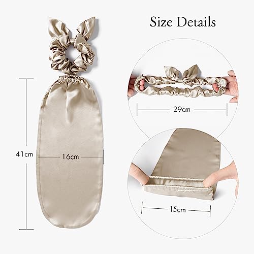 Image of LILYSILK 100% Silk Bonnet for Sleeping & Daily Usage, 2-in-1 Silk Hair Ties with Silk Scrunchies for Long and Curly Hair Elastic Adjustable for Women Ladies and Girls Bright Coffee