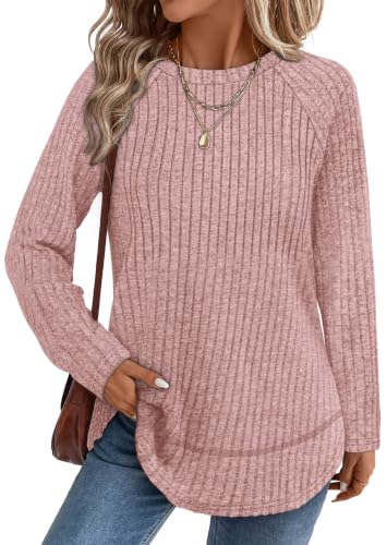 Image of WIHOLL Long Sleeve Shirts for Women Fall Sweaters Lightweight Trendy Tops