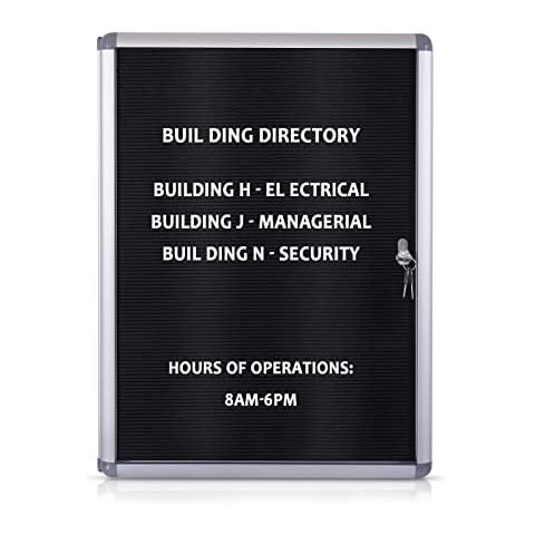 EVERSUPPLY Enclosed Letter Board Schild Nachricht Display Boards mit abschließbarer Tür, schwarzer Filz Cover
