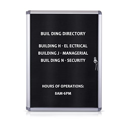 Eversupply Enclosed Changeable Letter Boards Felt Message Board With Locking Door, Black, Aluminum Frame, 26X20 Inches #TOP3