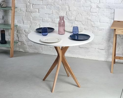 Table à manger ronde 80cm Ragaba Jubi vert sauge aux finitions nobles
