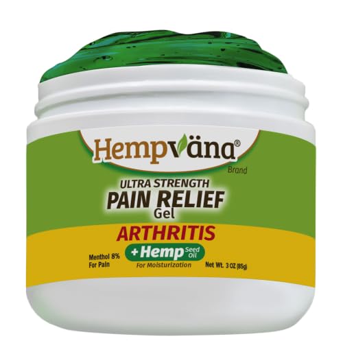 Hempvana Arthritis Pain Relief Gel Ultra-Strength for Arthritis in Muscles & Joints. Enriched with Hemp Seed Oil AS SEEN ON TV. Non-Greasy. Targeted Long-Lasting Relief. Works Fast 3 Oz.