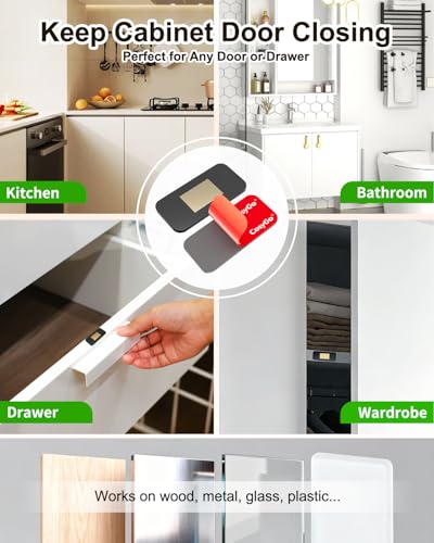 Image of 10 Pack Black Magnetic Door Catch, Ultra Thin Cabinet Door Magnets, Adhesive Drawer Magnets to Stay Closed, Stainless Steel Cabinet Latch Easy to Install with Double Sided Tape