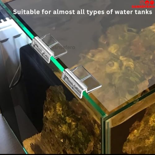Image of SANSEFERO 10 MM Acrylic Aquarium Fish Tank Lid Cover Support Clip Clamp for Rimless Aquarium And Glass Top, Plastic Fish Tank Cover, Aquarium Hoods (10 MM) 6 Pieces