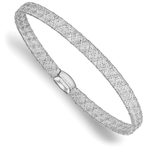 Diamond2Deal 14K White Gold Fancy Stretch Bangle Bracelet Cover