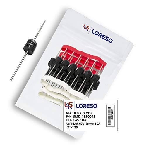 LORESO 15SQ045 Diode, Pack of 25 – Schottky Barrier Rectifier Bypass Blocking Diodes 45V 15.0A 15 Volt 15 Amp Solar Panel Diode