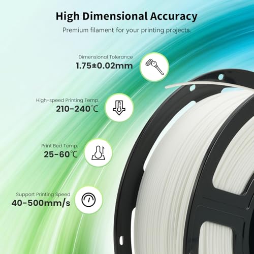 Image of FLASHFORGE High Speed PLA+ 3D Printer Filament White, Enhanced Melt Flow for Faster, Smoother Prints, 500mm /s Rapid Printing, Feature Sleek Matte Finish, Rich and Solid Color