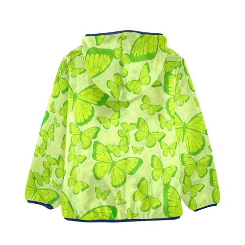 CHIFIGNO Butterflies Green Yellow Boy Fleece Zip up Jacket Light Comfy Fleece Jacket 3T2