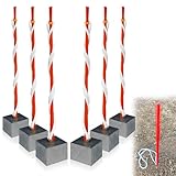 Joewuzun 9.3in Baseball Base Plugs with Extended Tassel Heavy Duty Base Plugs for Baseball Field Base Plugs Easy View Baseball Base Anchors for Yard Tear Resistant Red- 6 Pack