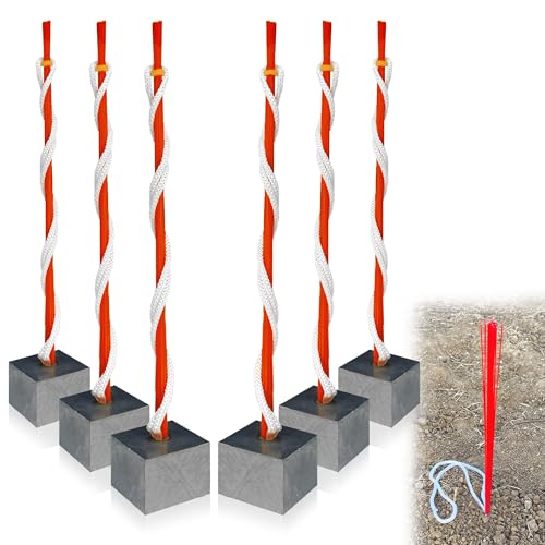 Joewuzun 9.3in Baseball Base Plugs with Extended Tassel Heavy Duty Base Plugs for Baseball Field Base Plugs Easy View Baseball Base Anchors for Yard Tear Resistant Red- 6 Pack